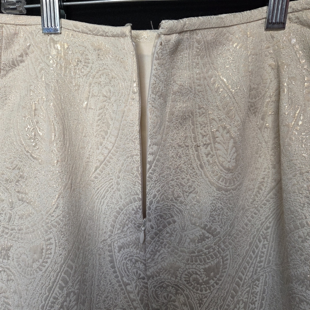Le Suit Ivory Neutral Paisley Pencil Skirt Size 12 - Picture 3 of 11